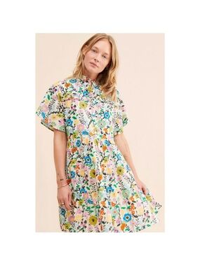 Ro’s Garden Vibeka Floral Short Sleeve Tiered Midi Dress - Multicolor
